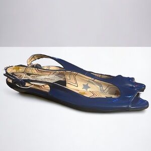 SO Playful Royal Patent leather penne sling back flats